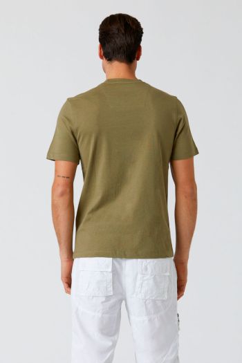 T-shirt basica in cotone manica corta uomo Verde oliva