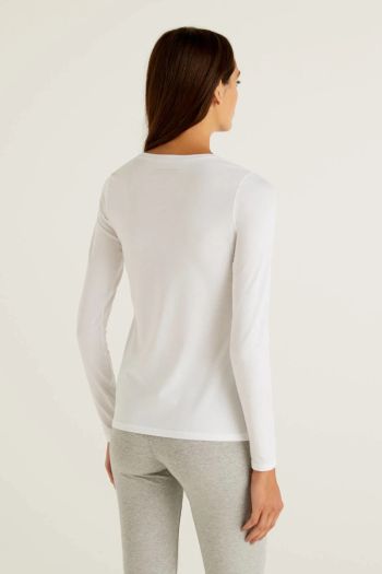 T-shirt manica lunga super stretch donna Bianco