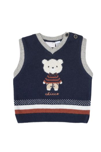 Knitted vest with baby bear