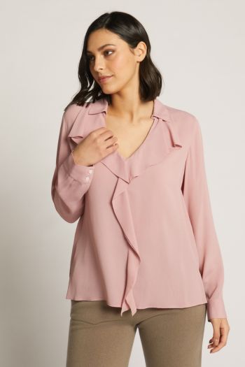 Viscose blouse with ruffles along the front women's