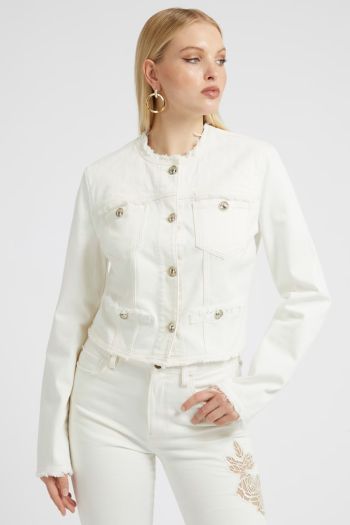 Women's jewel button jeans jacket