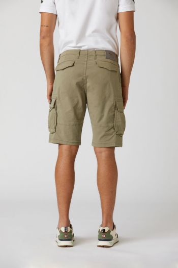Tapered fit Bermuda shorts in cotton twill for men