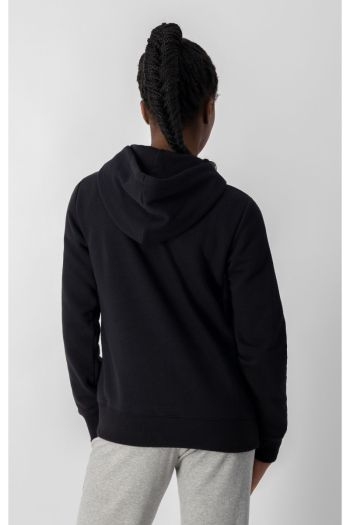 Sweatshirt with hood and small logo in women's terry