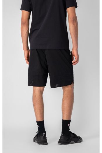 Shorts in tessuto mesh logo fluo uomo Nero