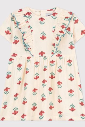 Printed short-sleeved dress for girls