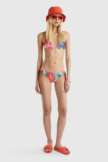 Floral beach briefs with bows for women