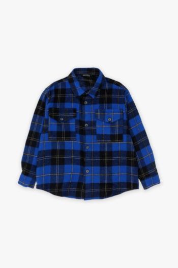 Checked shirt with patch pockets for boys