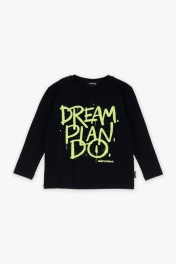 Pure cotton sweater with boy writing print