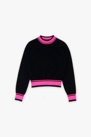 Crew-neck sweater with elasticated hems for girls