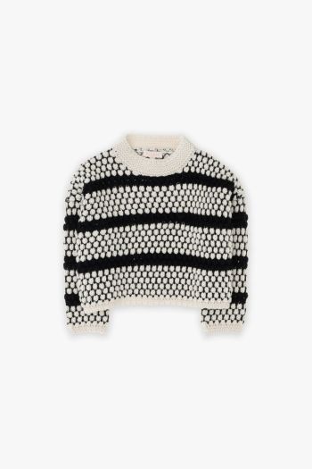 Striped sweater with dropped shoulders for girls