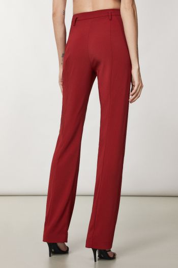 Pantaloni in crêpe donna Rosso