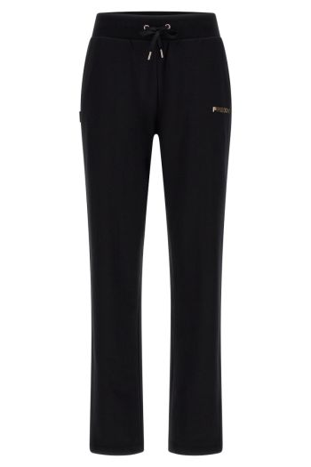 Fleece trousers with bronze details and straight bottom