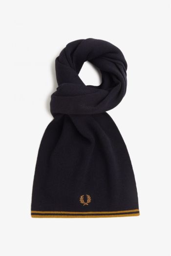 Men's double stripe merino wool scarf