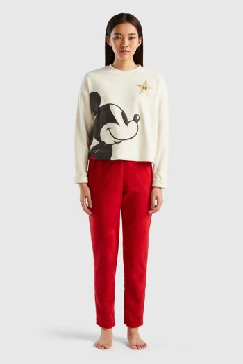 Pigiama in pile Micky Mouse donna Rosso
