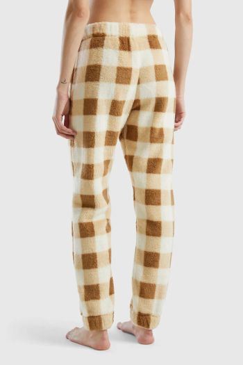 Women's checked fur trousers