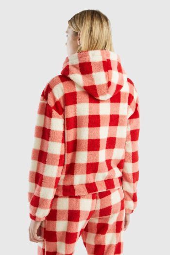 Women's checked hooded sweater