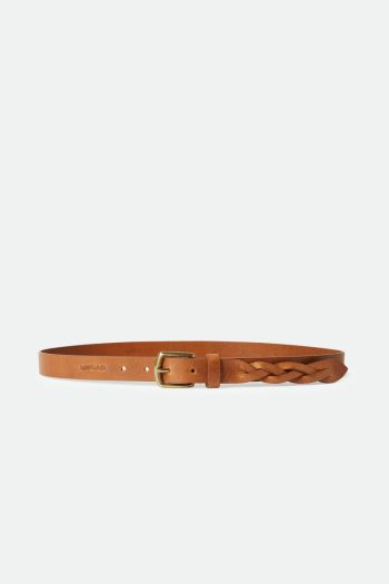 Leather belt with woven pattern for women