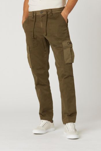 Men's adjustable waist cotton cargo trousers