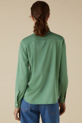 Camicia in raso stretch donna Verde