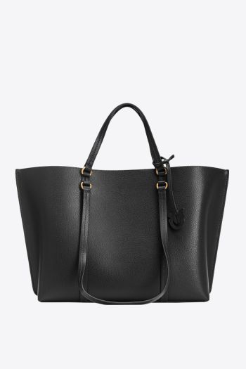 Large tumbled leather shopper bag for women