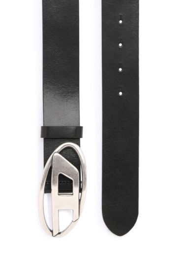 Leather belt with D buckle