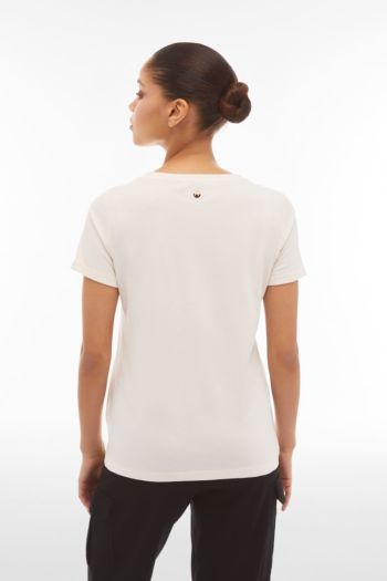 T-shirt con grafica tropical laterale donna Bianco