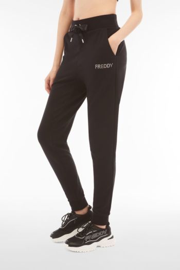 Women's French terry modal trousers with cuffed hem