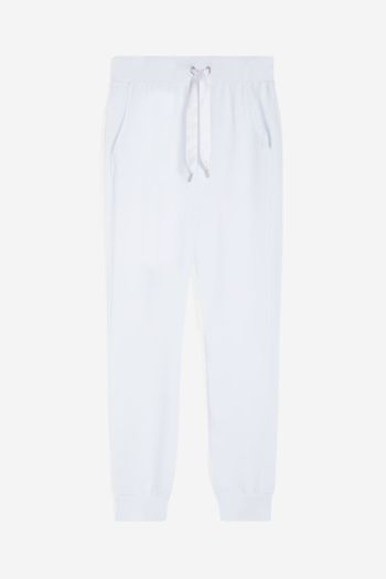 Pantaloni in french terry modal con fondo a polsino donna Bianco
