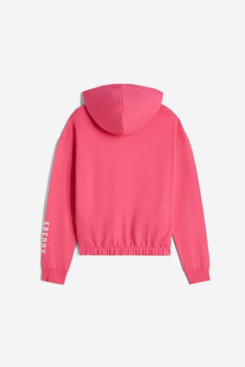 Women's French terry sweatshirt with zip and zebra print hood