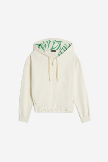Women's French terry sweatshirt with zip and zebra print hood
