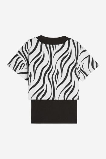 Women's cropped tank top + t-shirt set for with zebra print