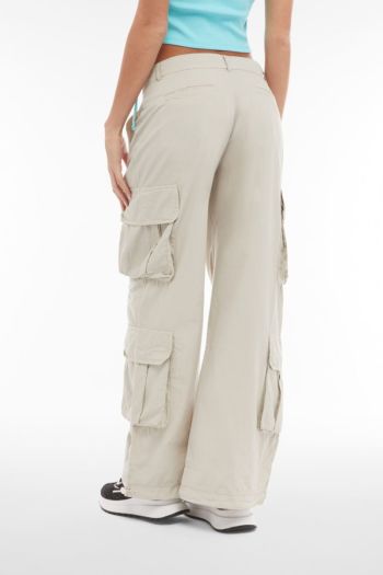 Baggy fit poplin cargo trousers with four big pockets for women