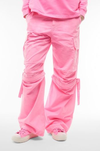 Poplin cargo trousers with double drawstring for women