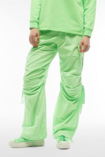 Poplin cargo trousers with double drawstring for women