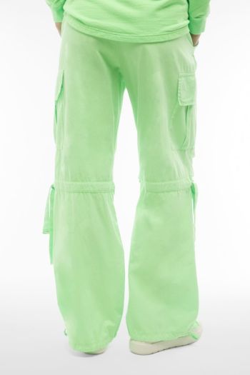 Pantaloni cargo in popeline con doppia coulisse donna Verde