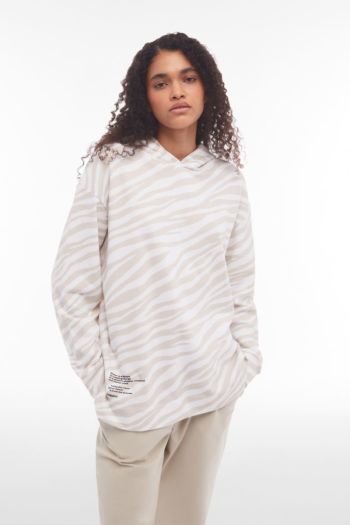 Women's zebra print sweatshirt with hood 