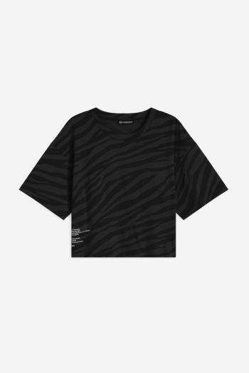 T-shirt corta in jersey stampa zebrata in tono dona Nero