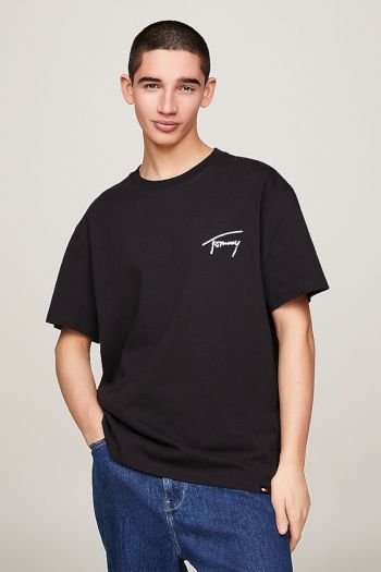 T-shirt con logo ricamato uomo Nero