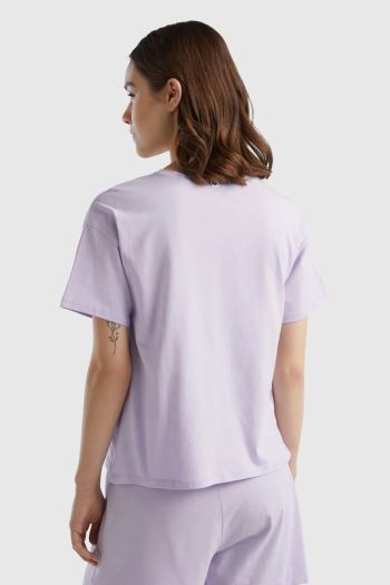 T-shirt manica corta con logo donna Lilla