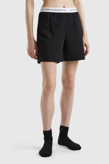 Shorts con elastico logato donna Nero