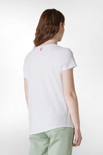 T-shirt in jersey fiammato, donna Bianco