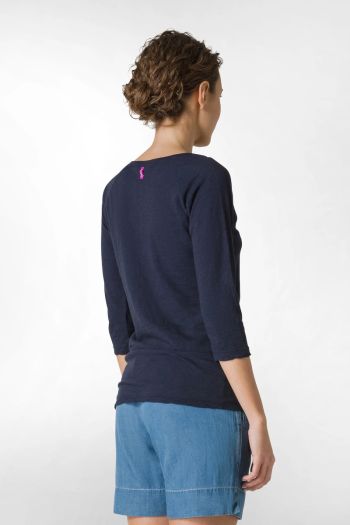T- shirt manica 3/4 jersey fiammato donna Blu