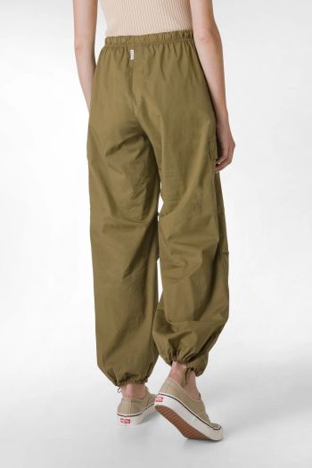 Pantalone cargo in popeline donna Verde