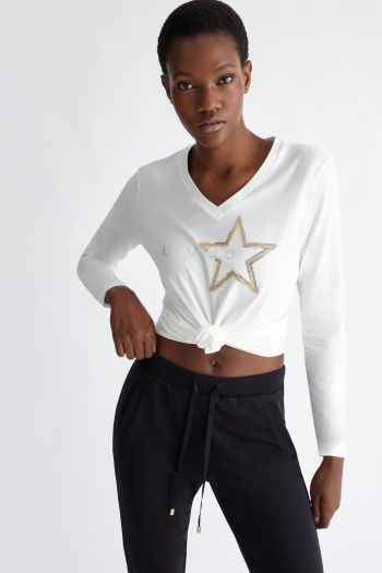 T-shirt with star and logo for women