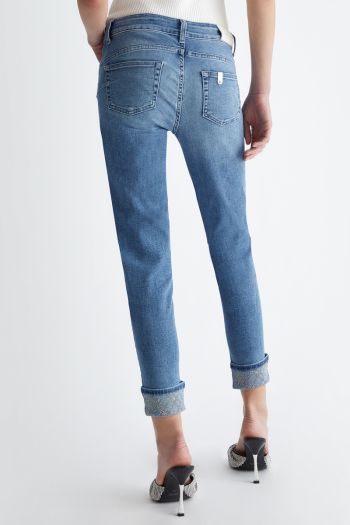  Jeans skinny bottom up con risvolto donna
