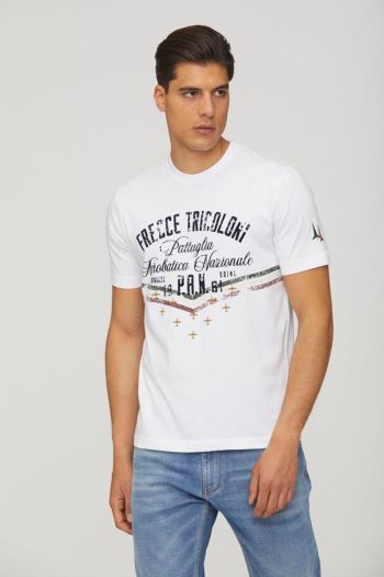 T-shirt stampa Frecce Tricolori uomo Bianco