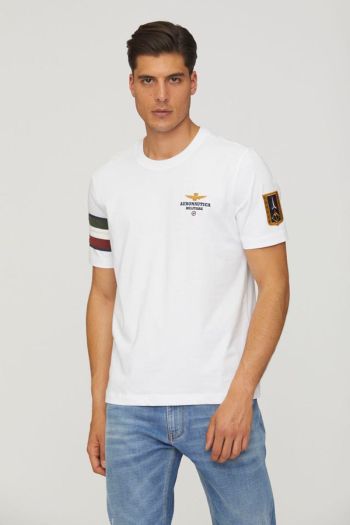 T-shirt con tricolore e scudetto uomo Bianco