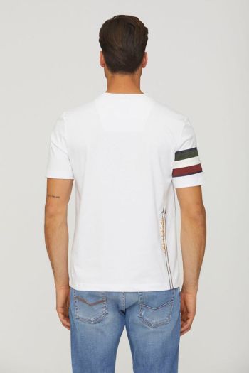 T-shirt con tricolore e scudetto uomo Bianco
