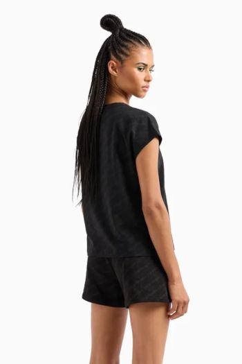 T-shirt girocollo 7.0 in cotone donna Nero