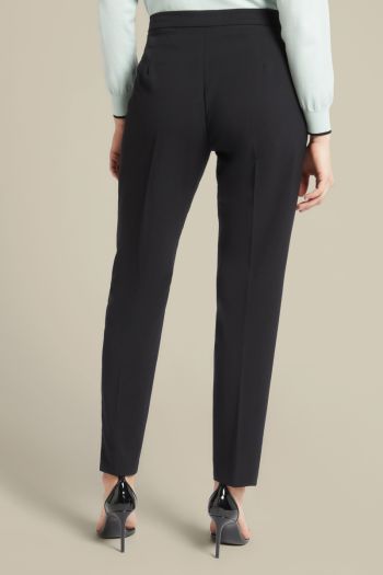 Straight stretch twill trousers for women